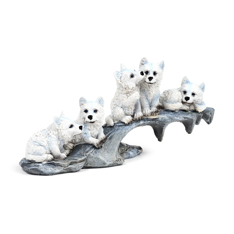 Wolf Puppies Playing on Stone Outcrop WOLF46