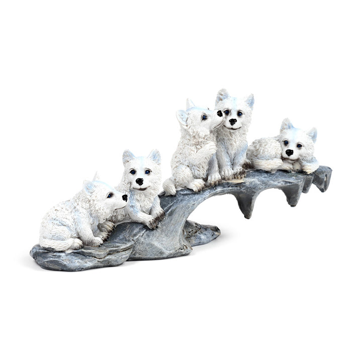 Wolf Puppies Playing on Stone Outcrop WOLF46