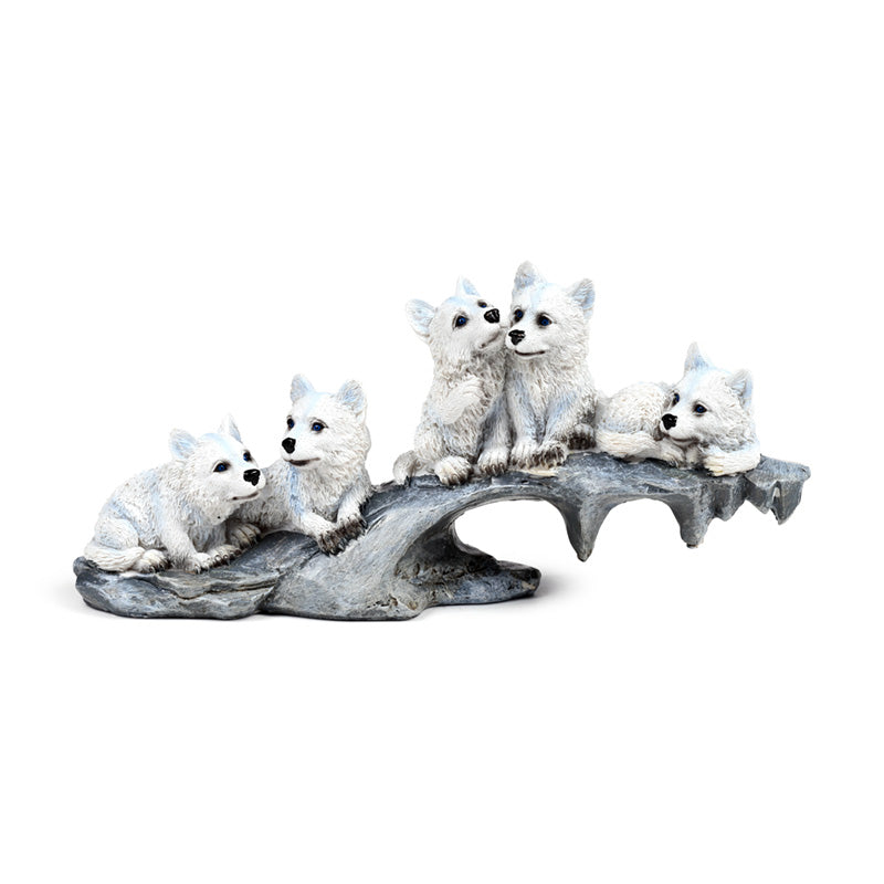 Wolf Puppies Playing on Stone Outcrop WOLF46