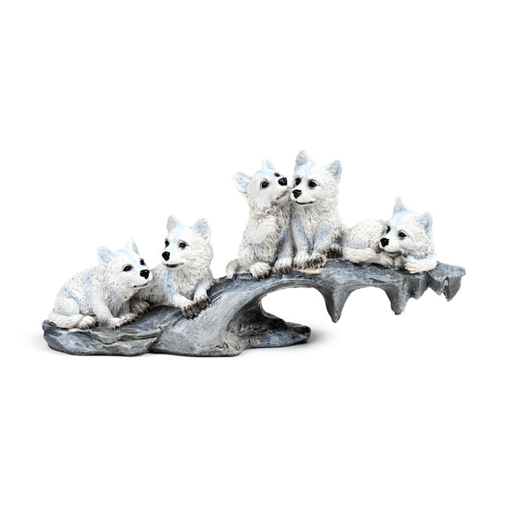 Wolf Puppies Playing on Stone Outcrop WOLF46