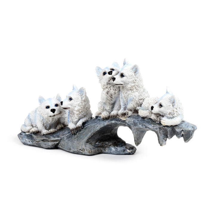Wolf Puppies Playing on Stone Outcrop WOLF46