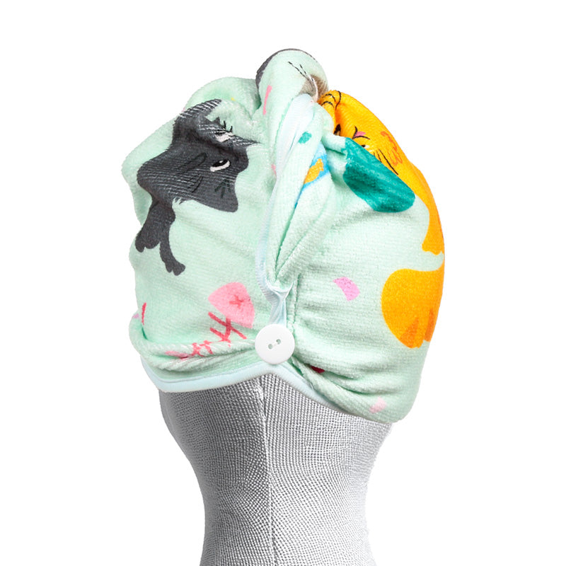 Beans & Co Cats Microfibre Hair Wrap Towel WTOW02
