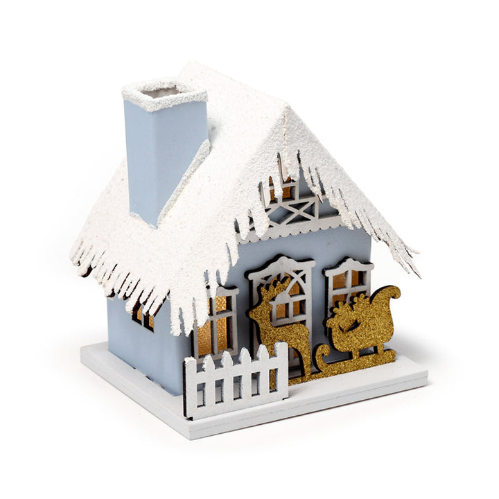 Golden Sleigh Scene Christmas House LED Decoration XHOU04