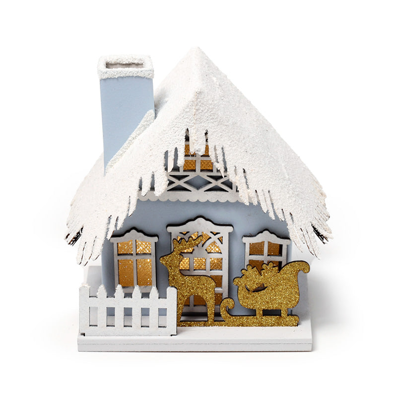 Golden Sleigh Scene Christmas House LED Decoration XHOU04