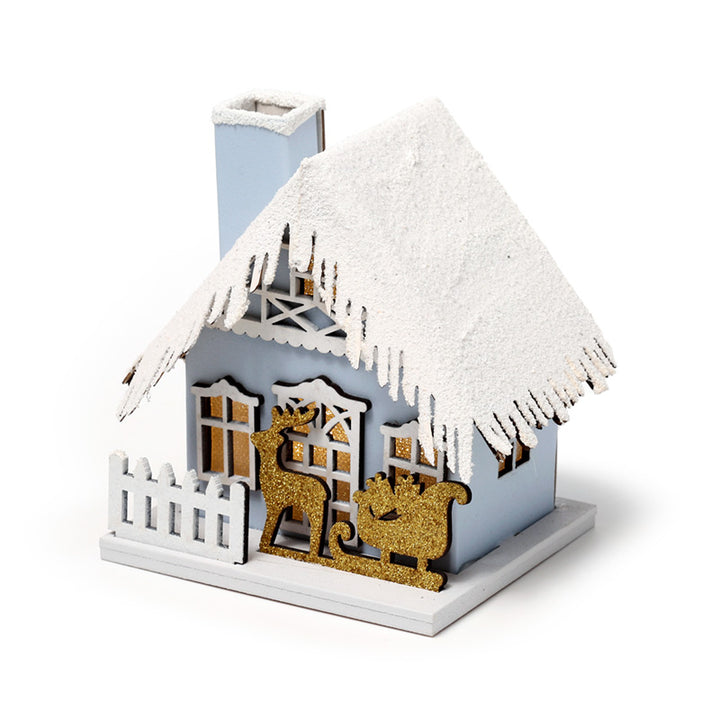 Golden Sleigh Scene Christmas House LED Decoration XHOU04
