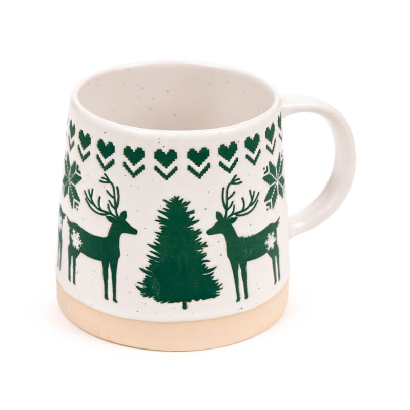 Green Reindeer Tapered Stoneware Mug XMUG479