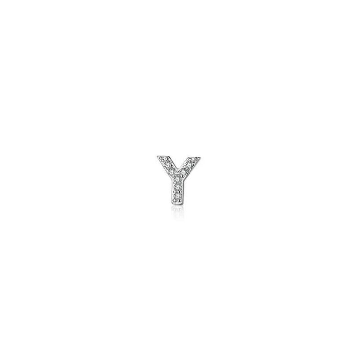 Diamond Letter Initial Silver Stud Earring- a pair