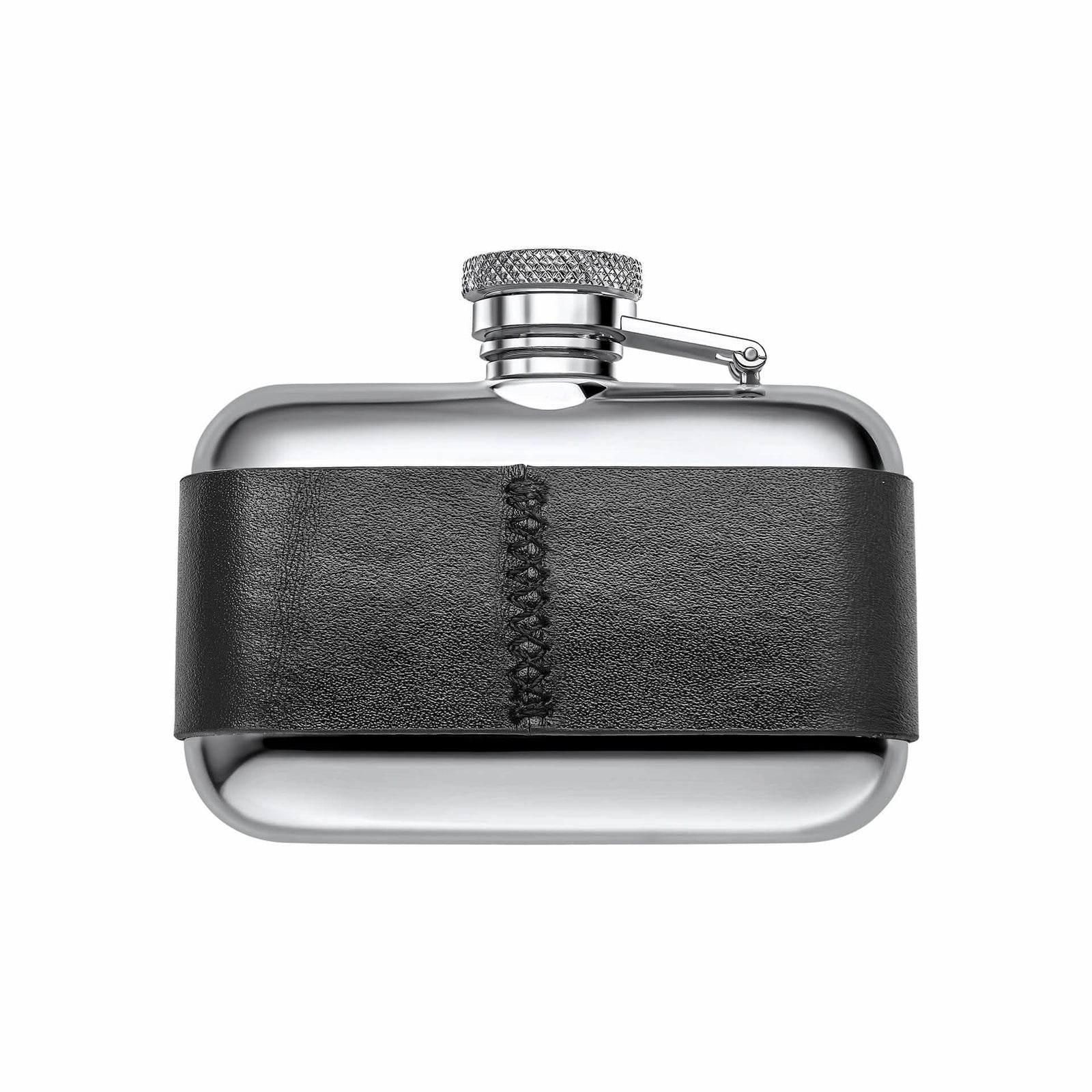 Stainless Steel 3oz Black Leather Hip Flask Y440
