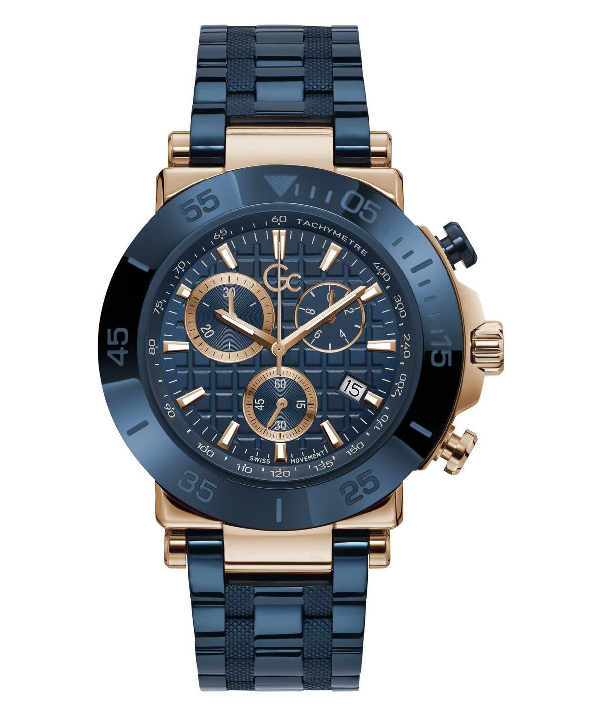 GC Sportchic Mens Blue &amp; Rose Gold Tone Watch Y70001G7MF