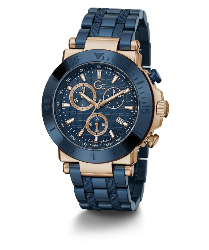 GC Sportchic Mens Blue & Rose Gold Tone Watch Y70001G7MF