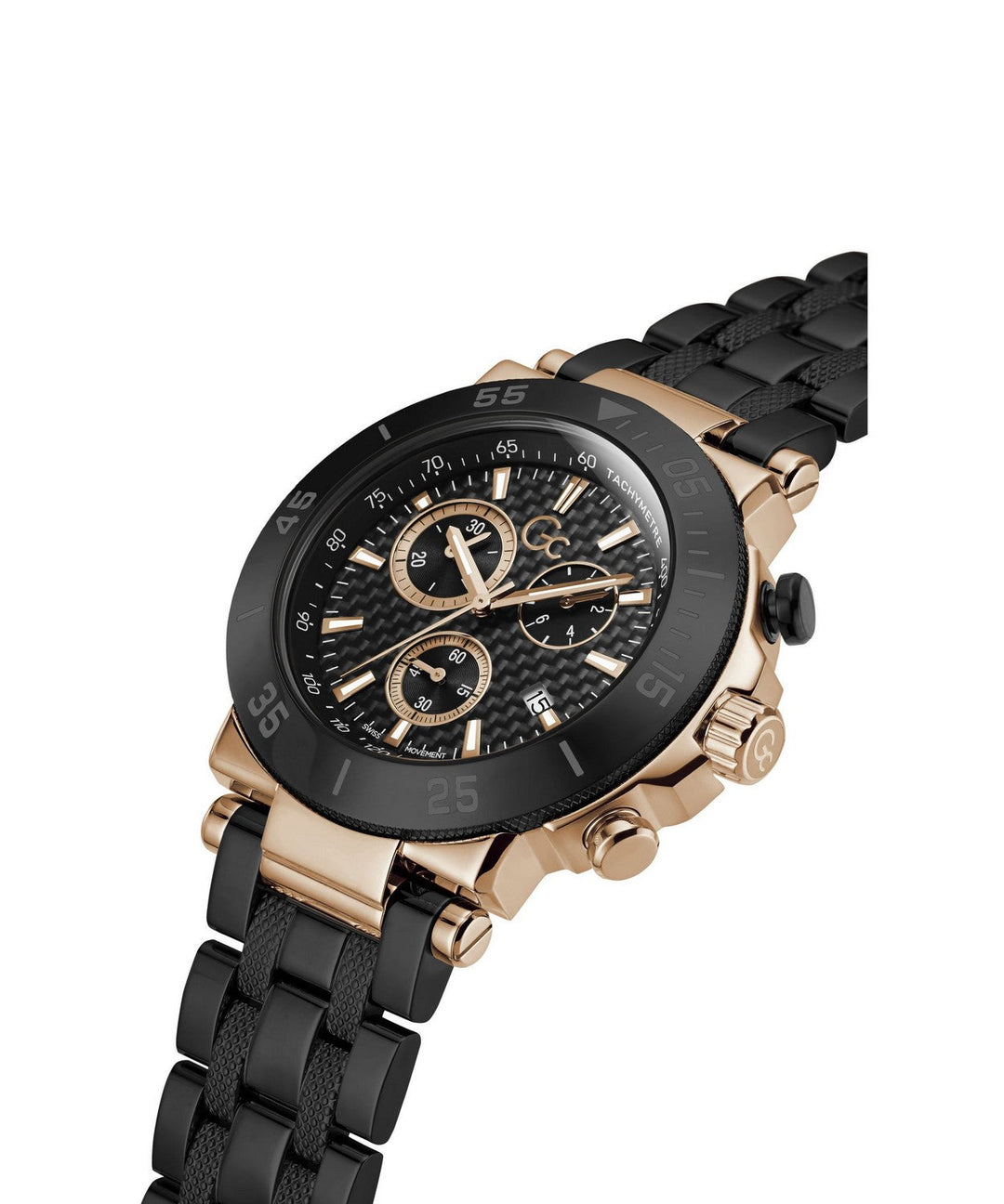 GC Sportchic Mens Black & Rose Gold Tone Watch Y70002G2MF