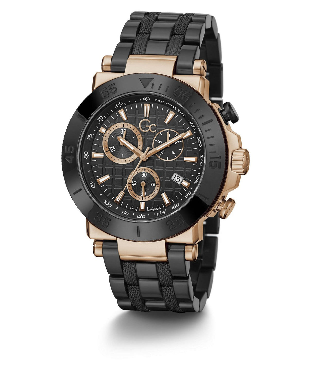 GC Sportchic Mens Black & Rose Gold Tone Watch Y70002G2MF