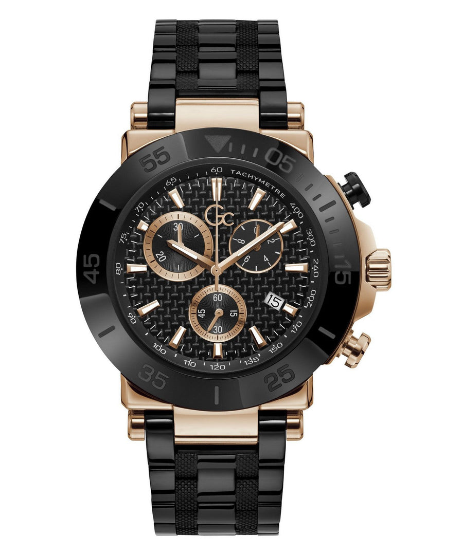GC Sportchic Mens Black & Rose Gold Tone Watch Y70002G2MF