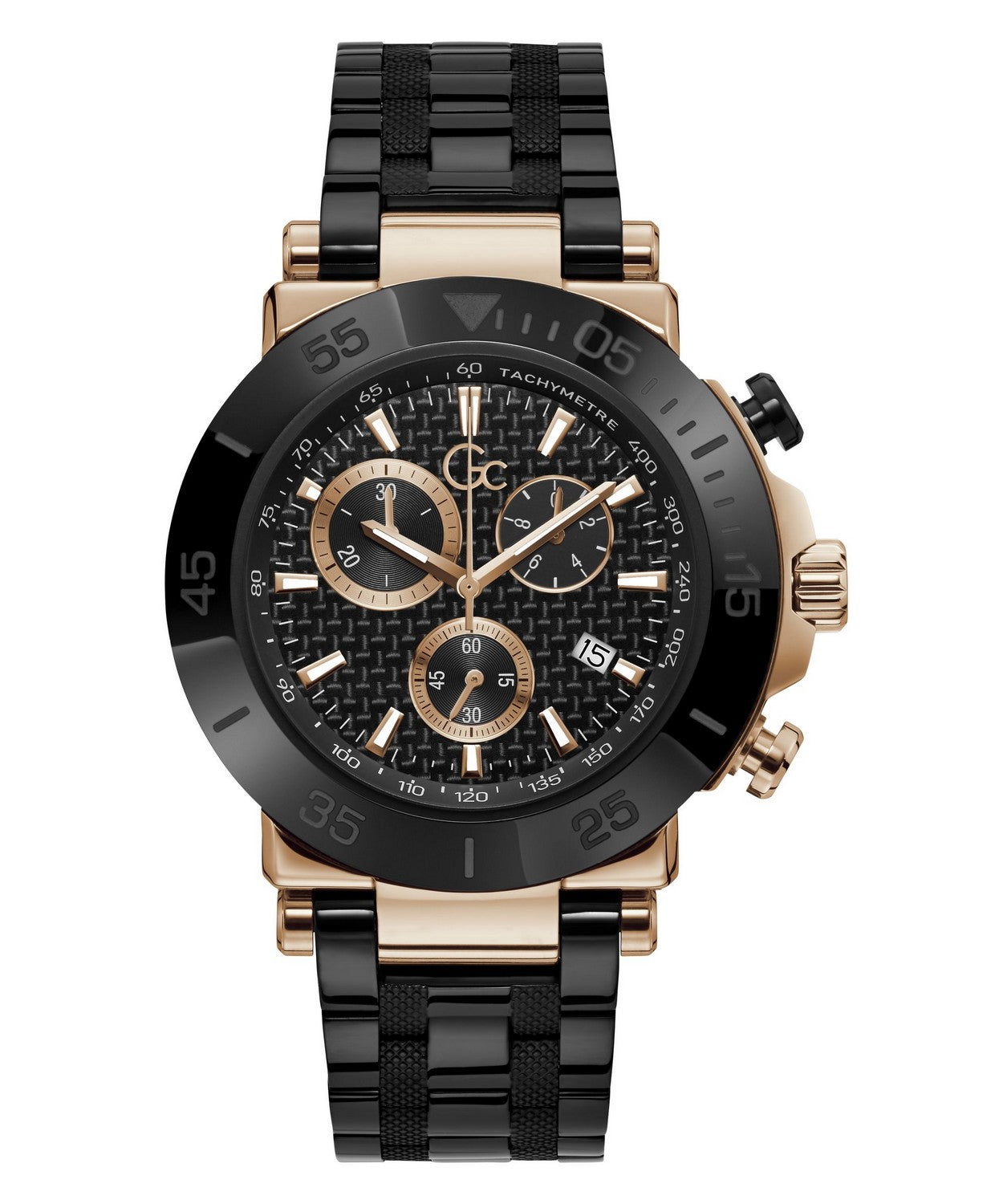 GC Sportchic Mens Black & Rose Gold Tone Watch Y70002G2MF