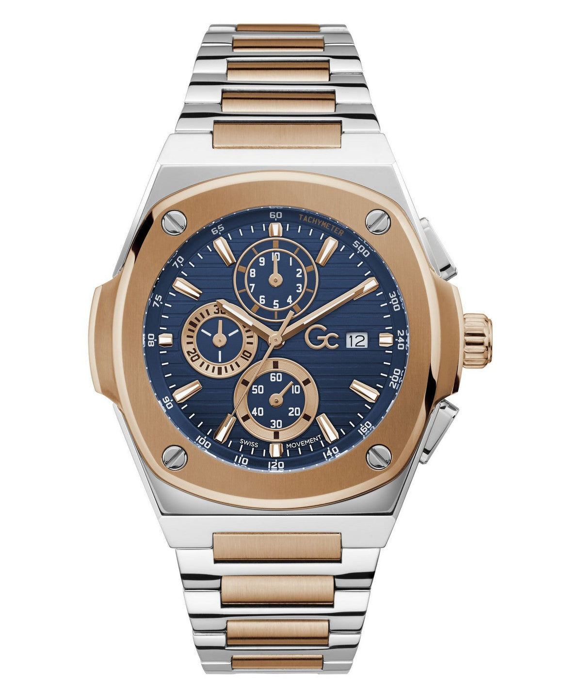 GC Sportchic Mens Silver &amp; Rose Gold Tone Watch Y99002G7MF