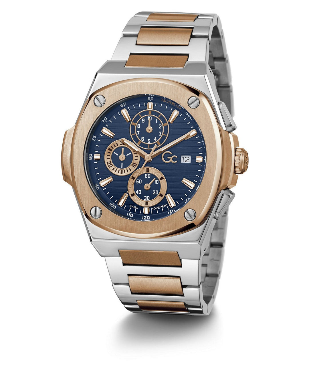 GC Sportchic Mens Silver & Rose Gold Tone Watch Y99002G7MF