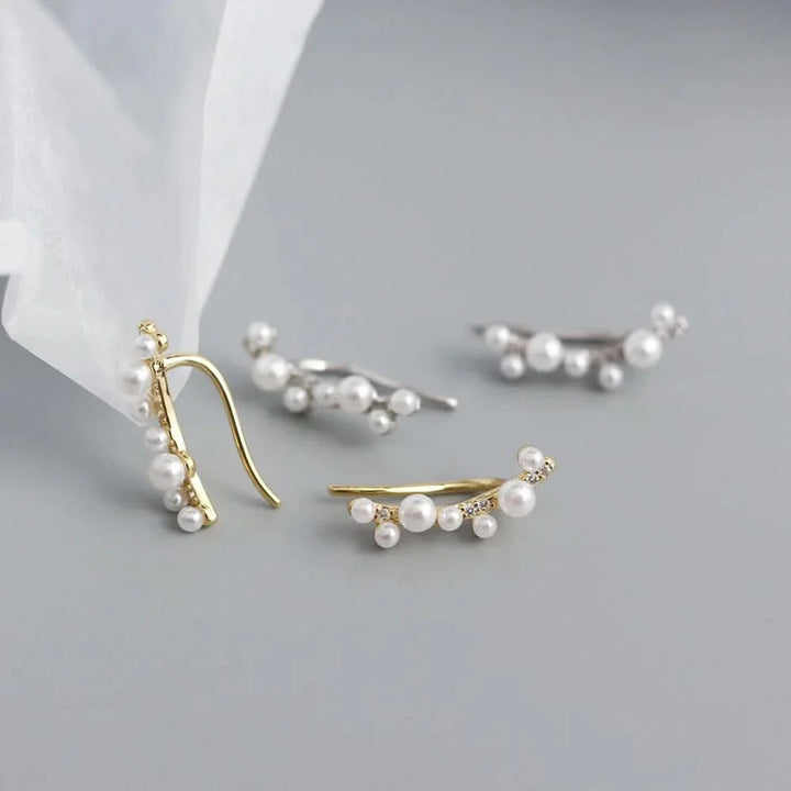 Minimalist Freshwater Pearl Climber Earrings