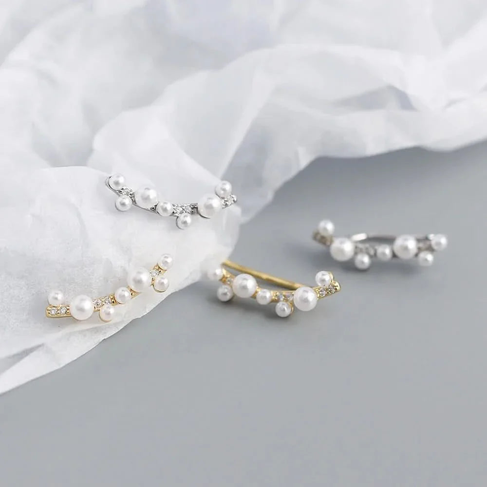 Minimalist Freshwater Pearl Climber Earrings