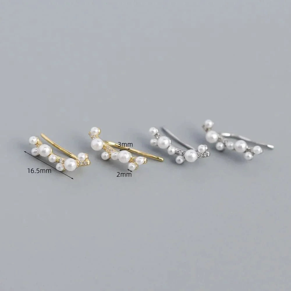 Minimalist Freshwater Pearl Climber Earrings