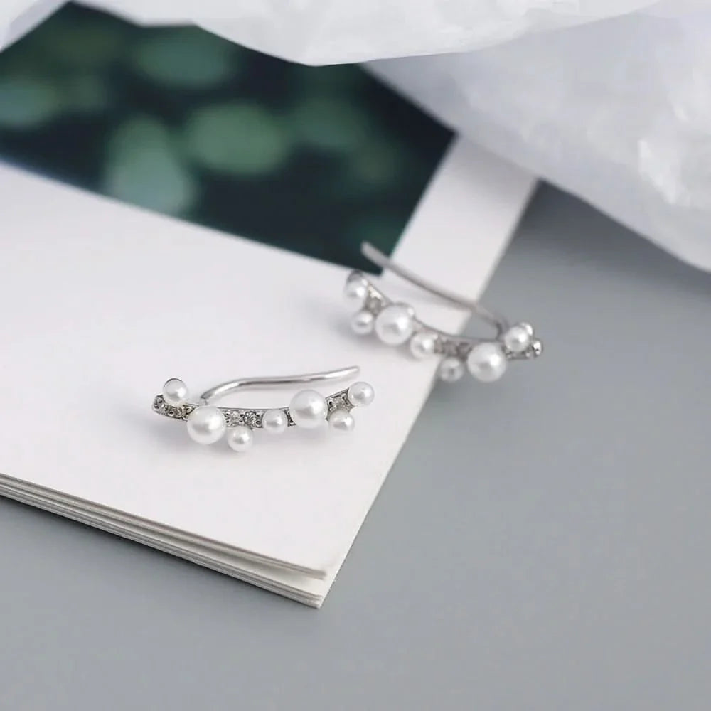 Minimalist Freshwater Pearl Climber Earrings