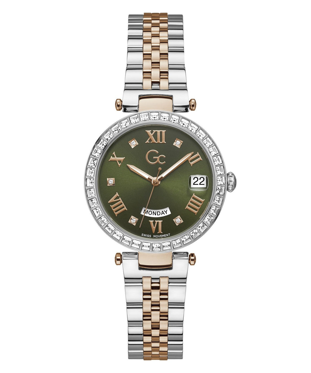 GC Dress Womens Silver &amp; Rose Gold Tone Watch Z01010L9MF