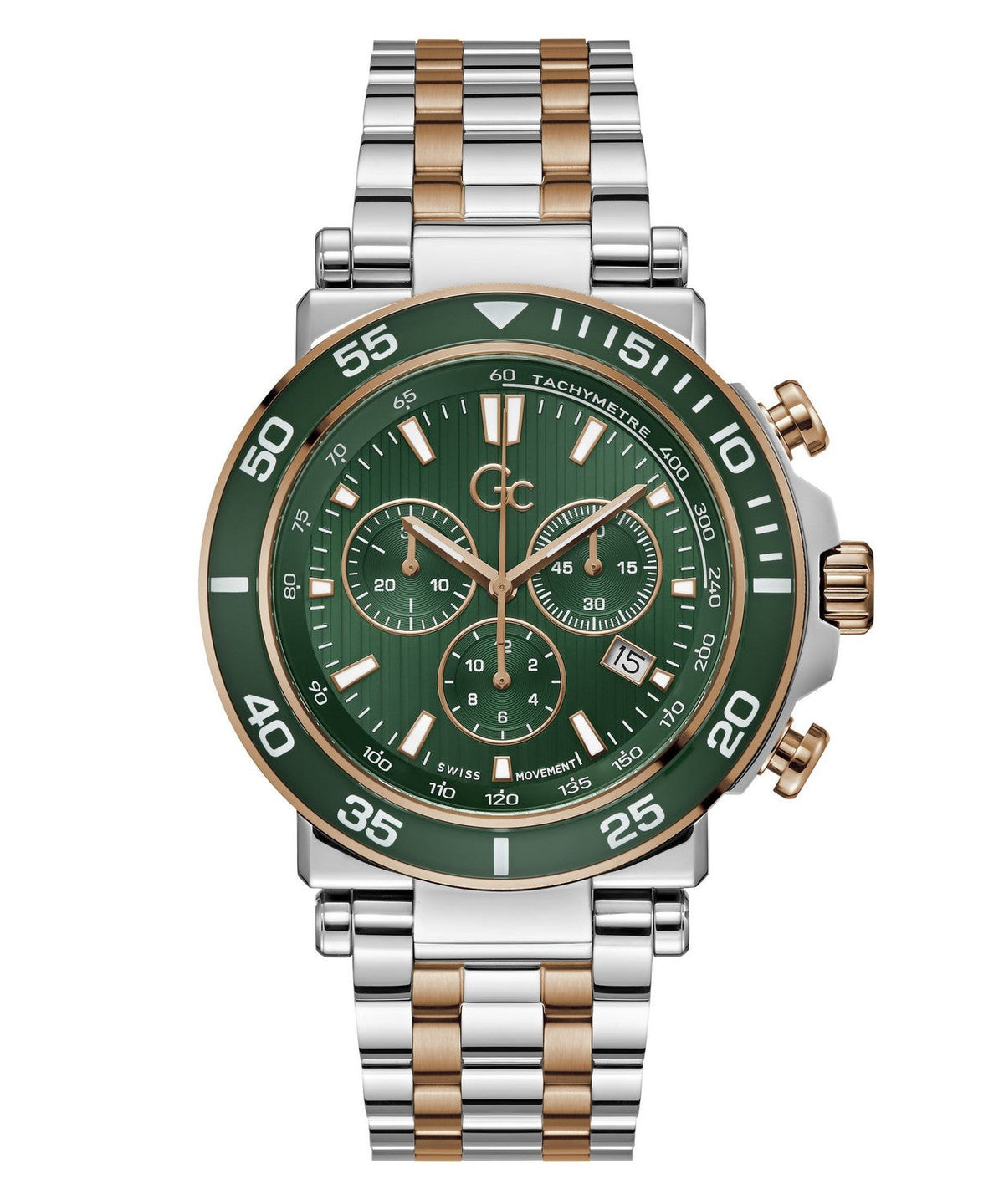 GC Sportchic Mens Silver &amp; Rose Gold Tone Watch Z14009G9MF