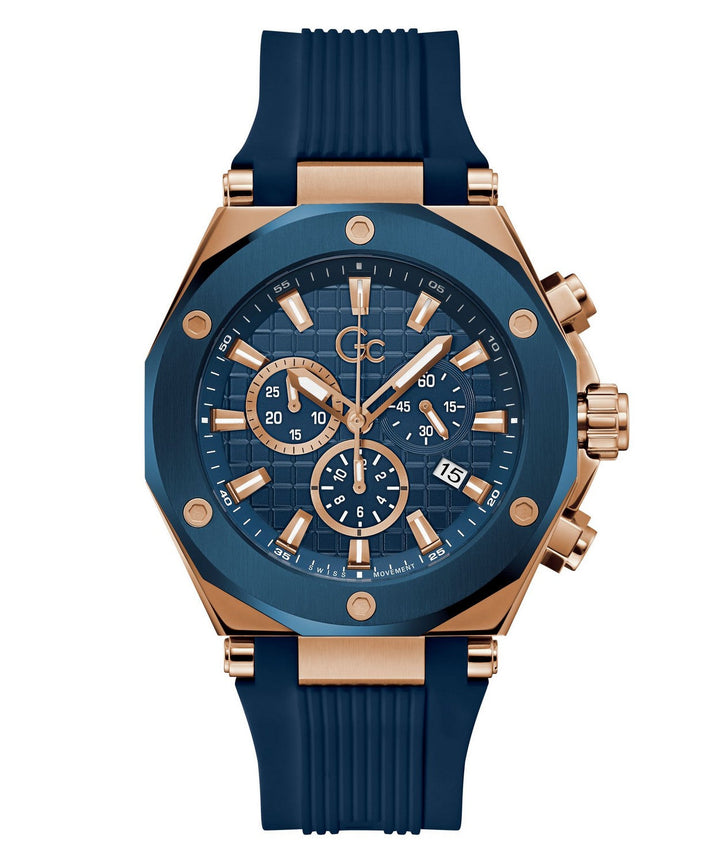 GC Sportchic Mens Blue & Rose Gold Tone Watch Z18006G7MF