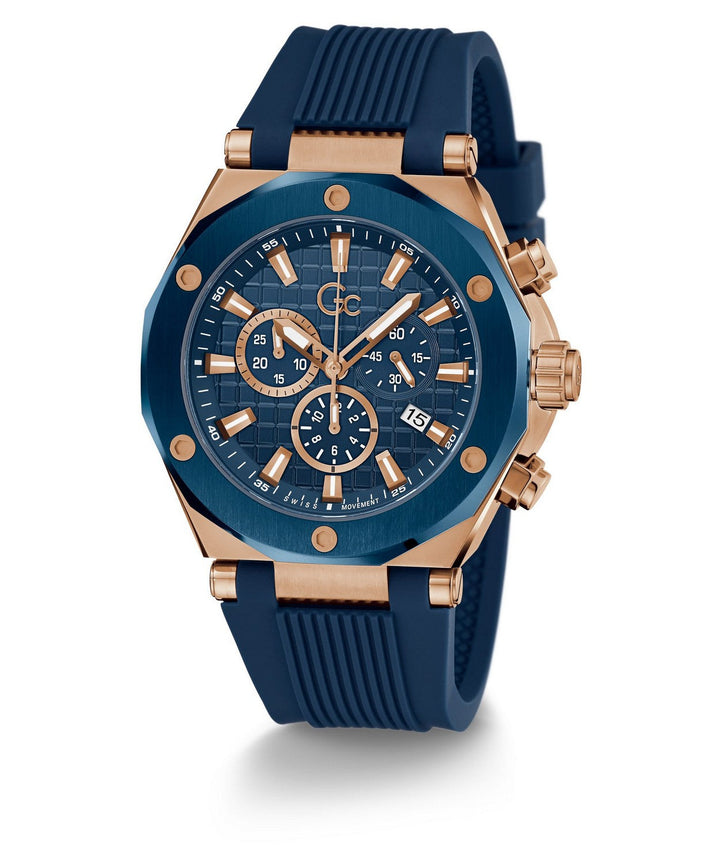 GC Sportchic Mens Blue & Rose Gold Tone Watch Z18006G7MF
