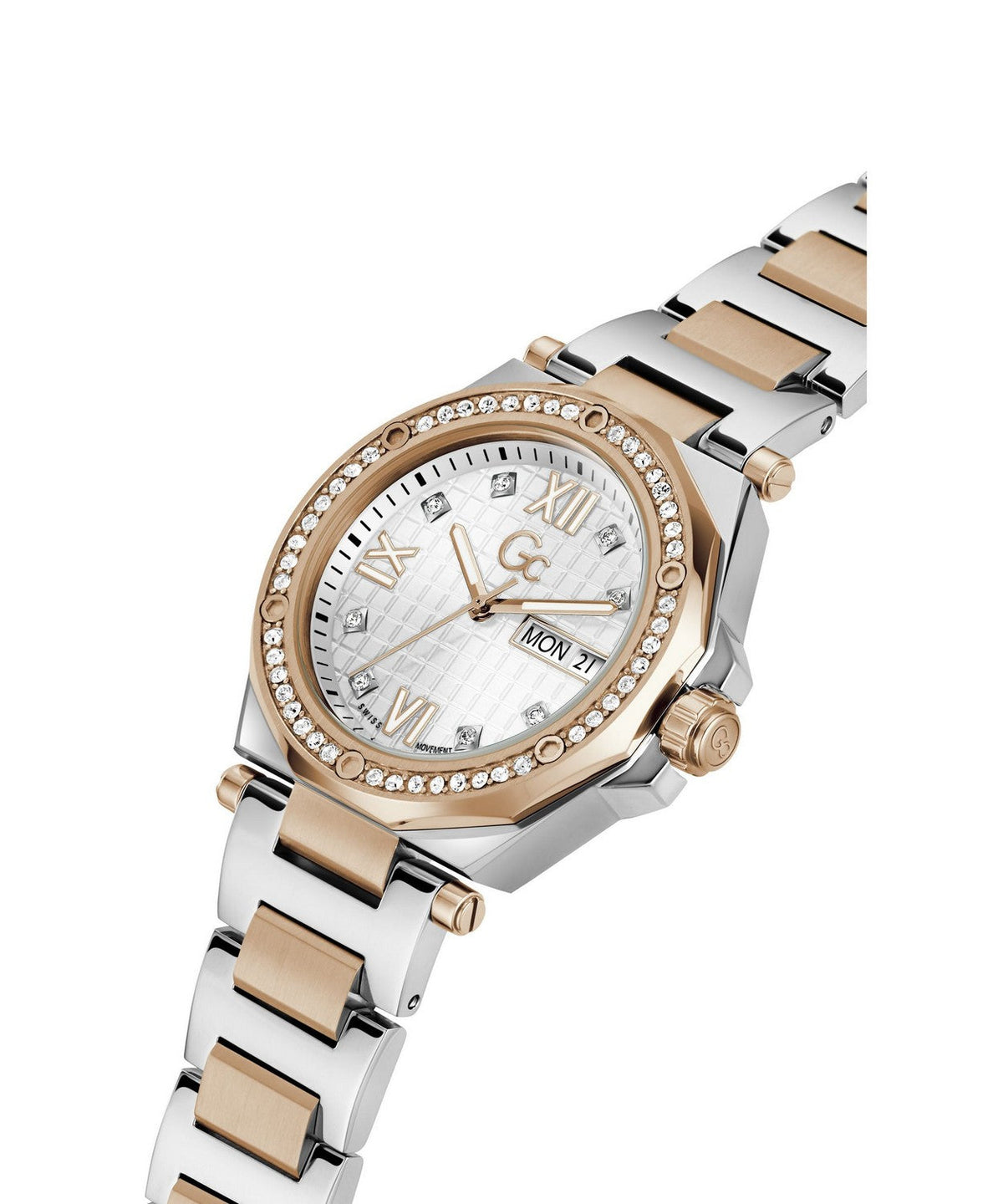 GC Sportchic Womens Silver & Rose Gold Tone Watch Z20002L1MF