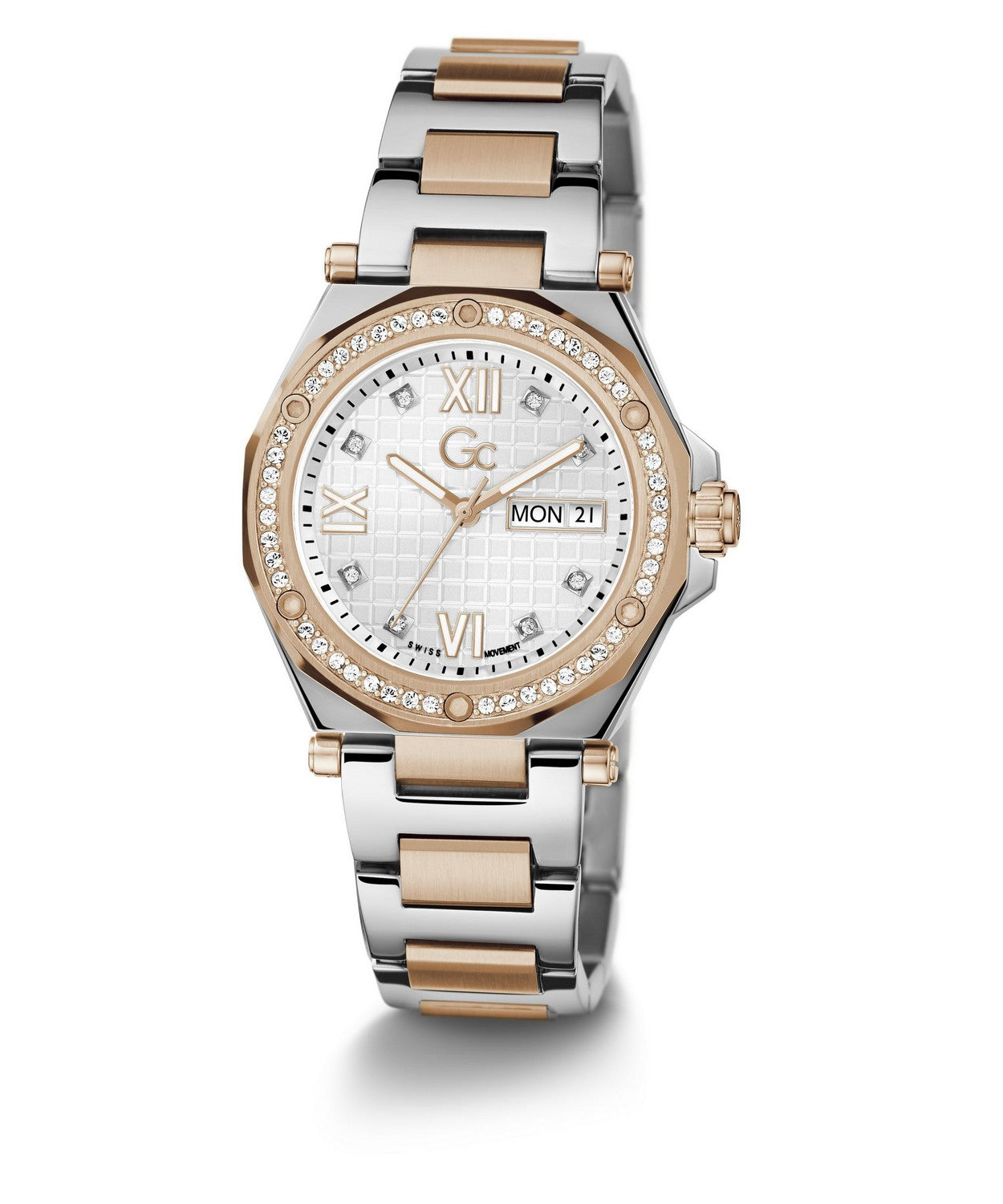 GC Sportchic Womens Silver & Rose Gold Tone Watch Z20002L1MF