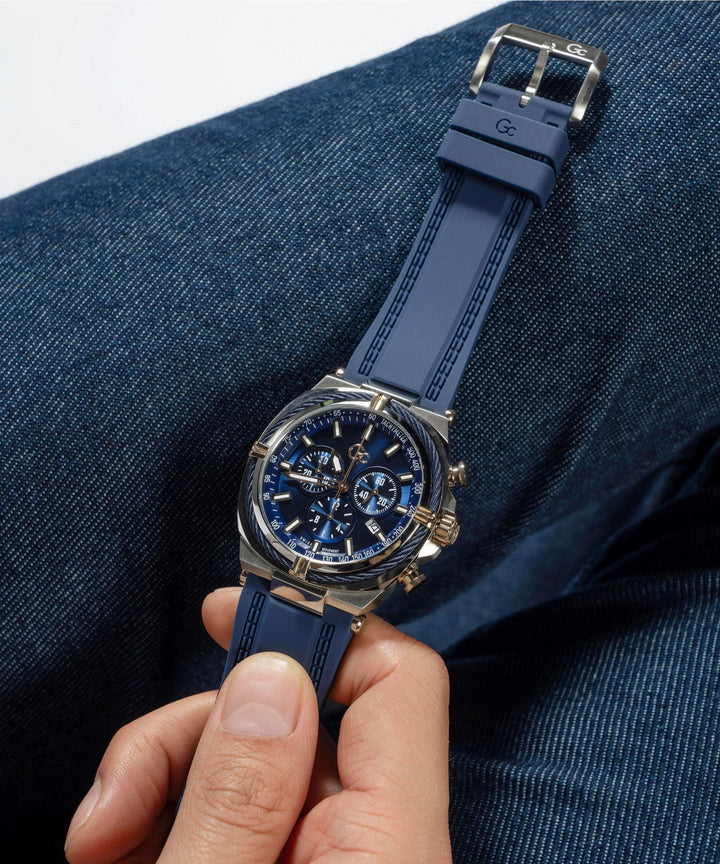 GC Sportchic Mens Silver & Rose Gold And Blue Tone Watch Z32003G7MF