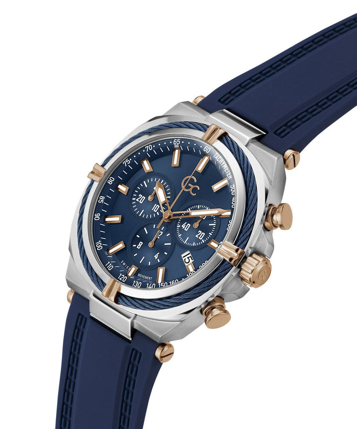 GC Sportchic Mens Silver & Rose Gold And Blue Tone Watch Z32003G7MF