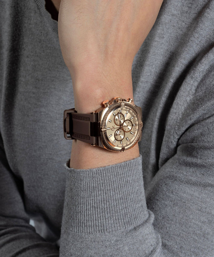 GC Sportchic Mens Brown & Rose Gold Tone Watch Z32004G1MF