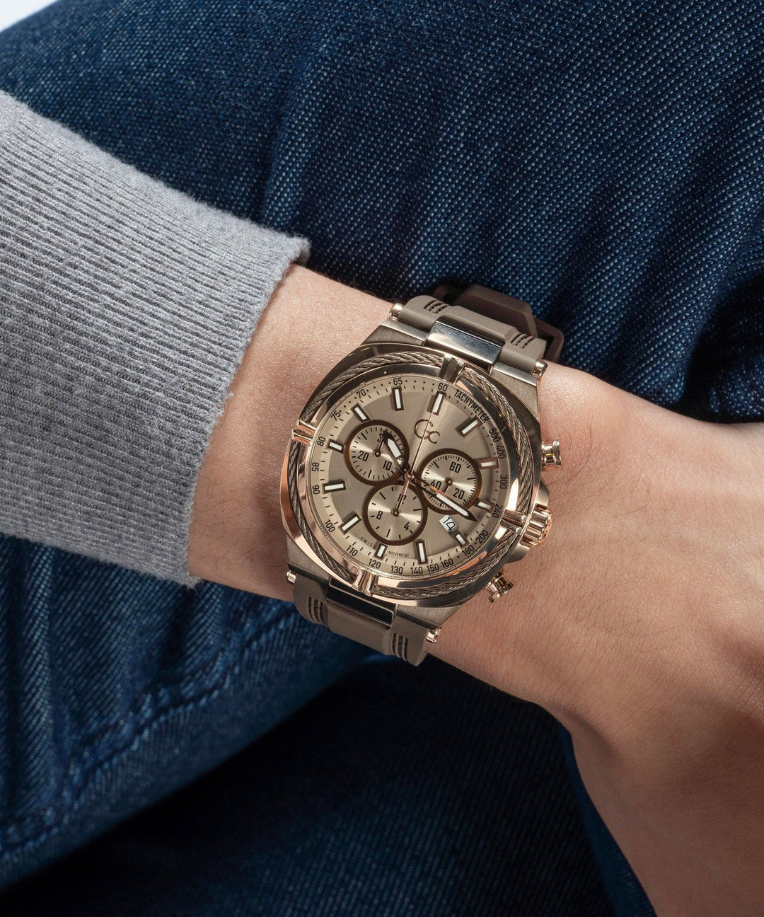 GC Sportchic Mens Brown & Rose Gold Tone Watch Z32004G1MF