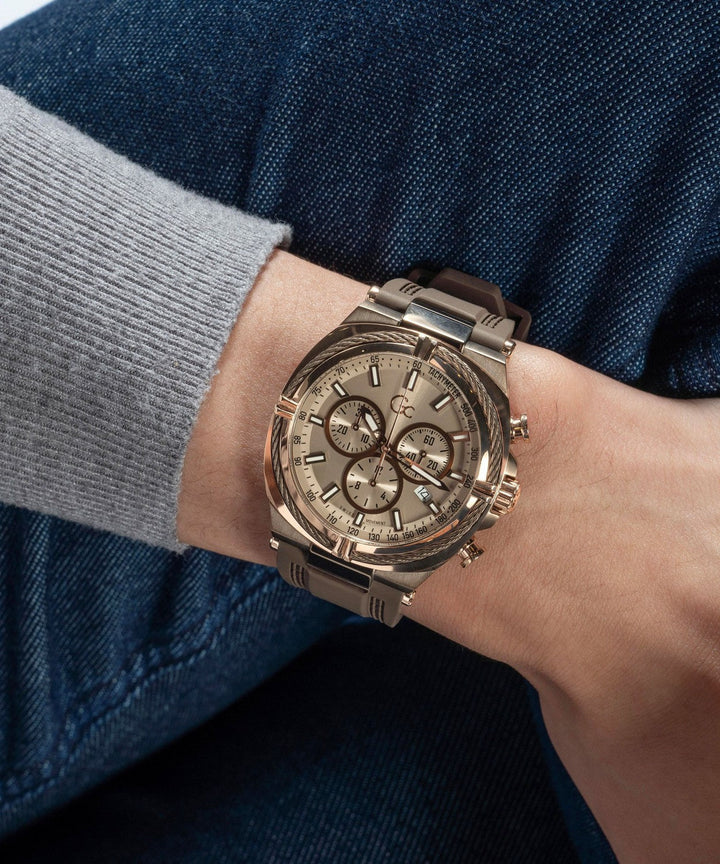 GC Sportchic Mens Brown & Rose Gold Tone Watch Z32004G1MF