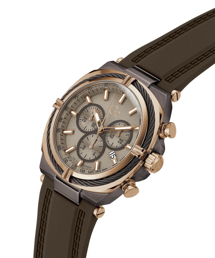 GC Sportchic Mens Brown & Rose Gold Tone Watch Z32004G1MF