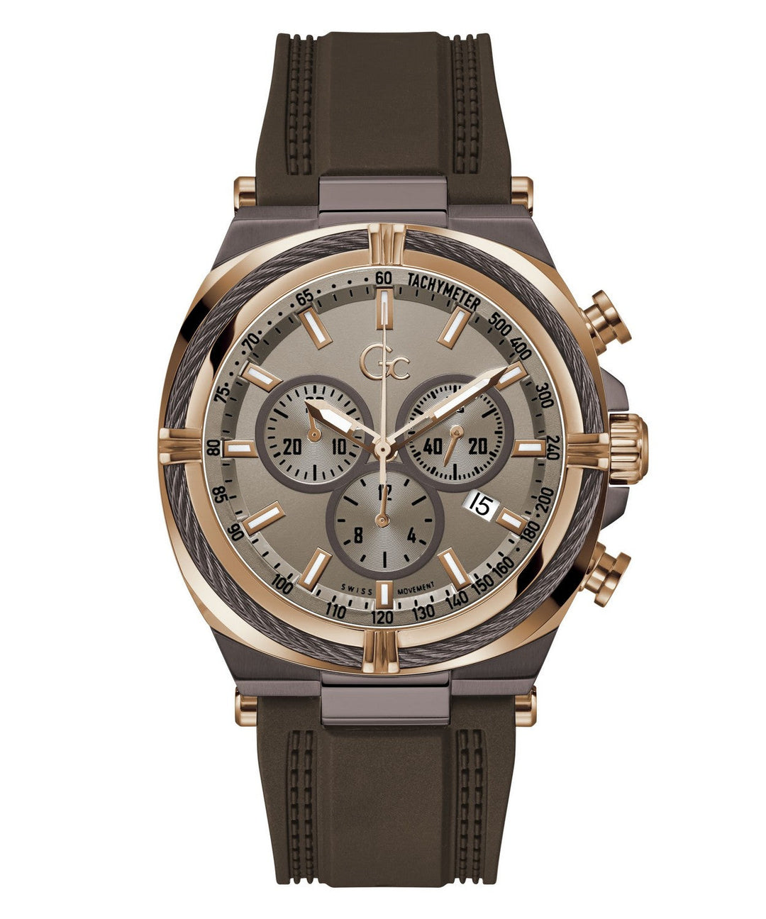 GC Sportchic Mens Brown & Rose Gold Tone Watch Z32004G1MF