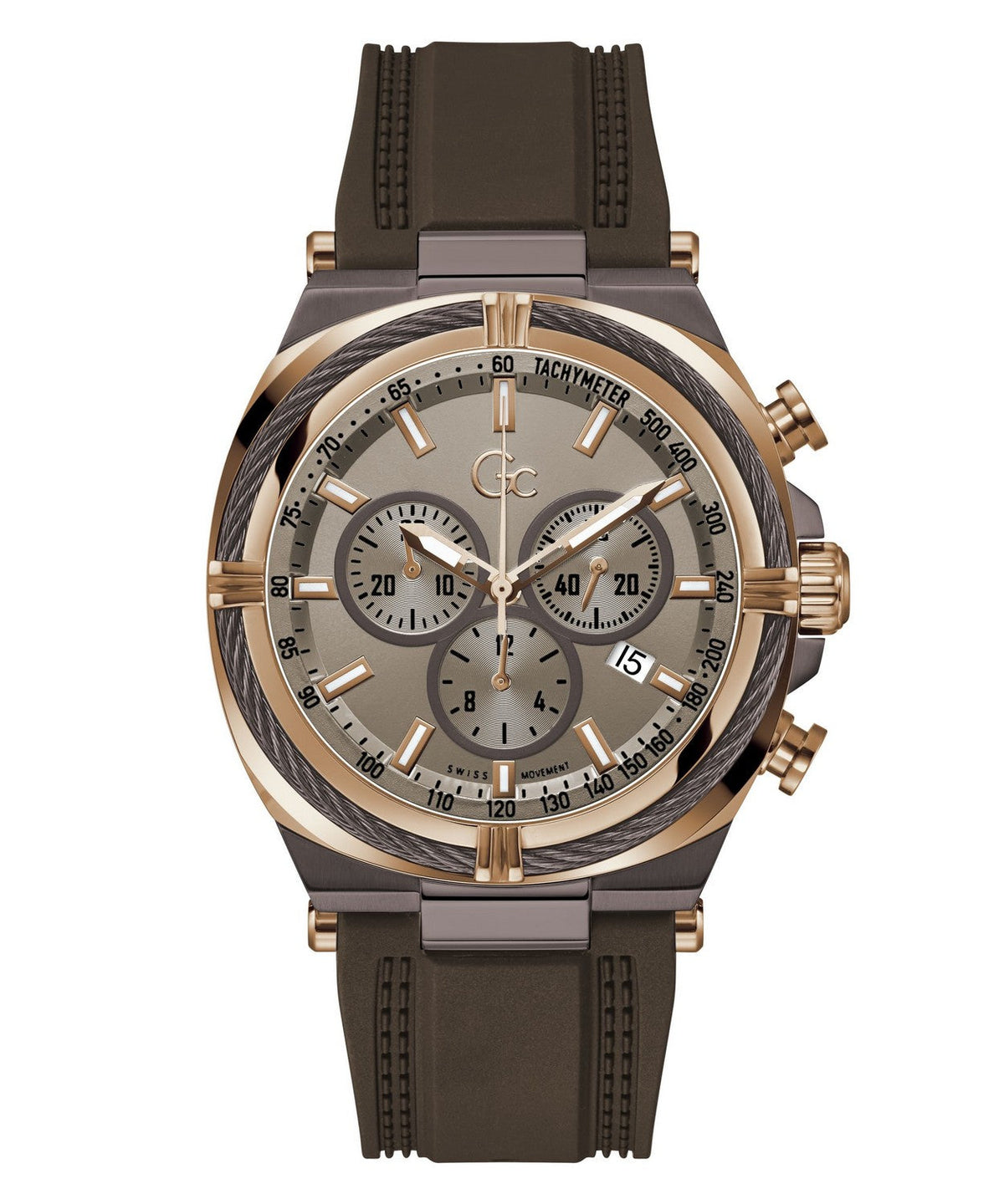 GC Sportchic Mens Brown &amp; Rose Gold Tone Watch Z32004G1MF