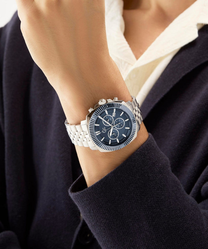 GC Dress Mens Silver & Blue Tone Watch Z46005G7MF