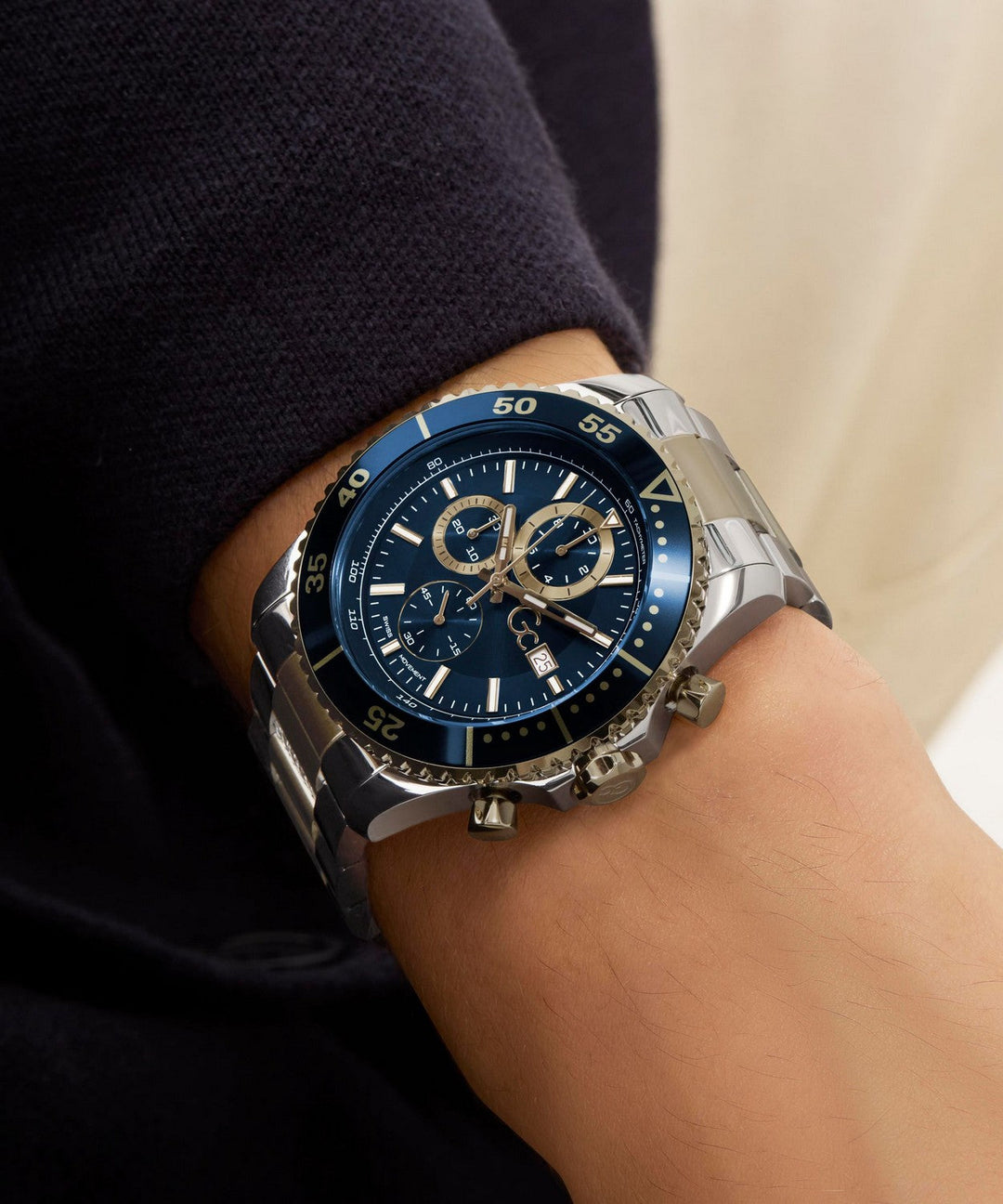 GC Sportchic Mens Silver & Yellow Gold Tone Watch Z51007G7