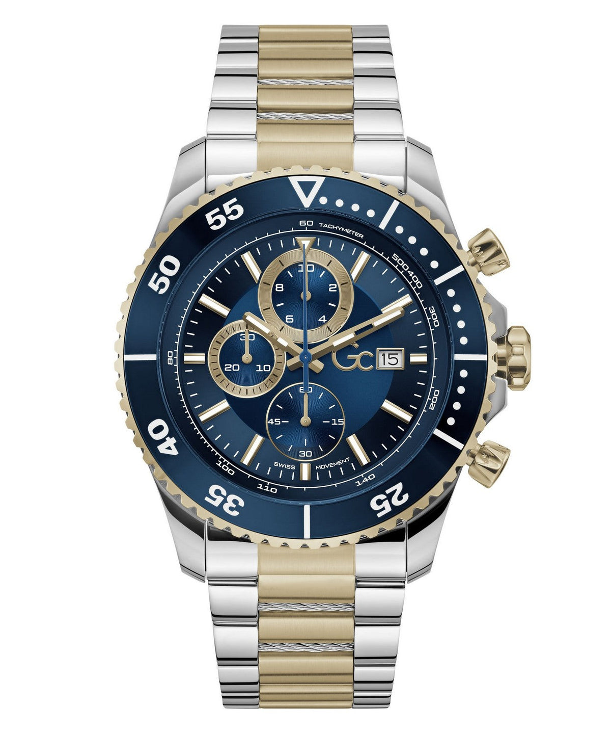 GC Sportchic Mens Silver &amp; Yellow Gold Tone Watch Z51007G7