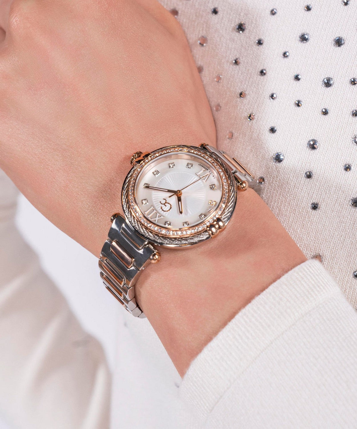GC Sportchic Womens Silver & Rose Gold Tone Watch Z52001L1MF