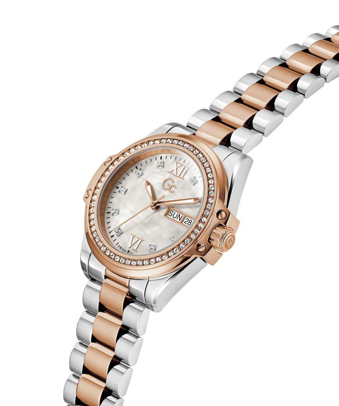 GC Sportchic Womens Silver & Rose Gold Tone Watch Z53001L1