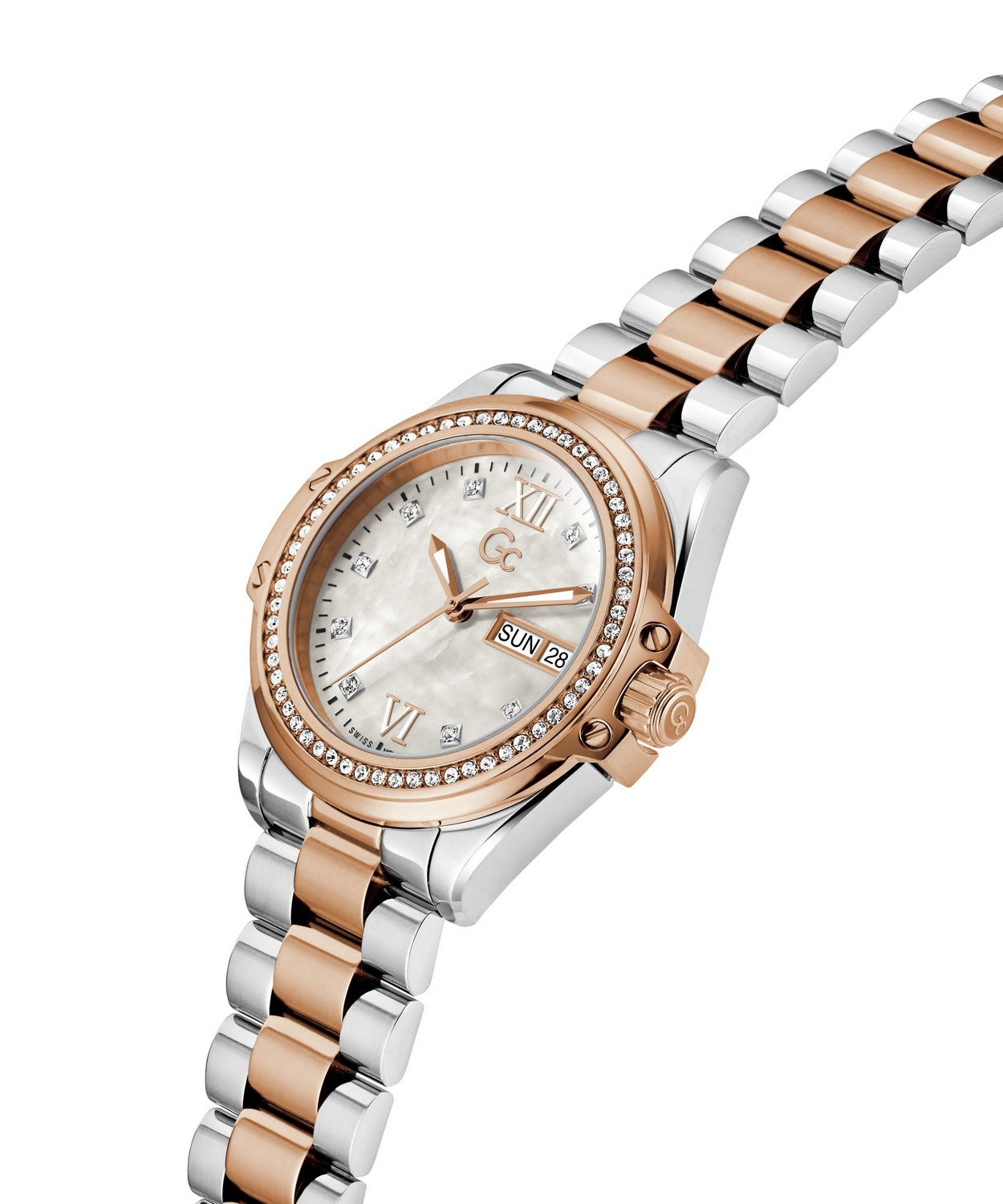 GC Sportchic Womens Silver & Rose Gold Tone Watch Z53001L1