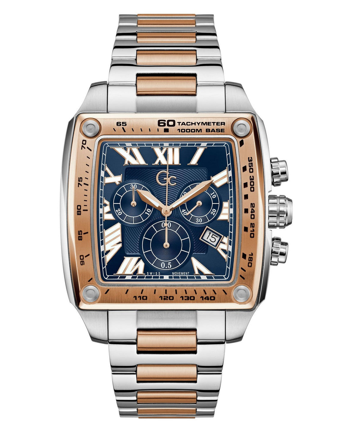 GC Sportchic Mens Silver &amp; Rose Gold Tone Watch Z56004G7