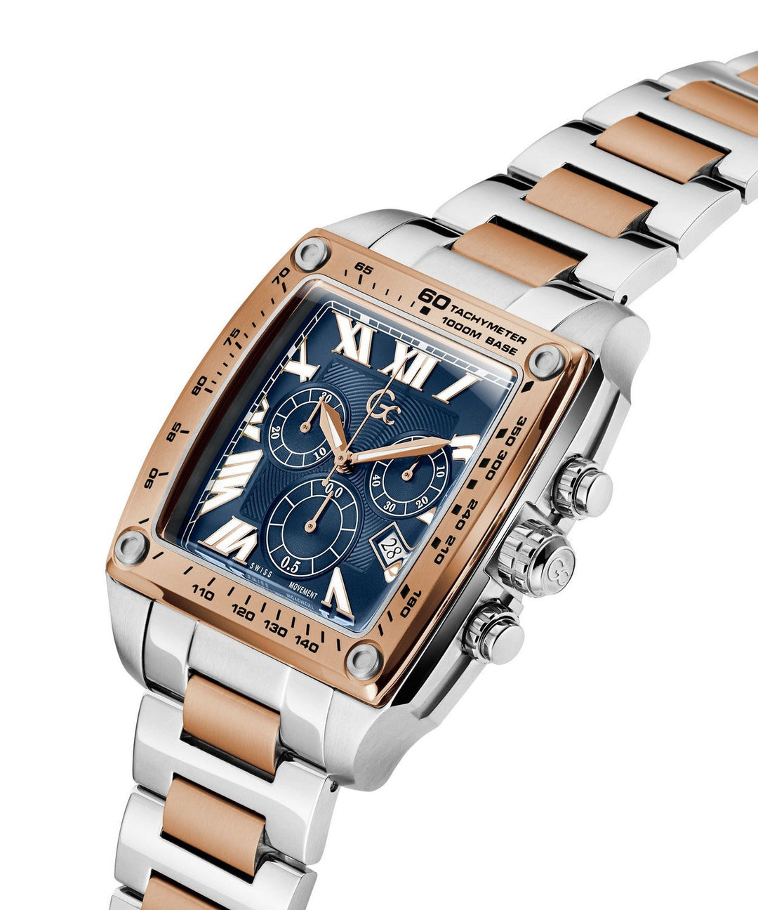 GC Sportchic Mens Silver & Rose Gold Tone Watch Z56004G7