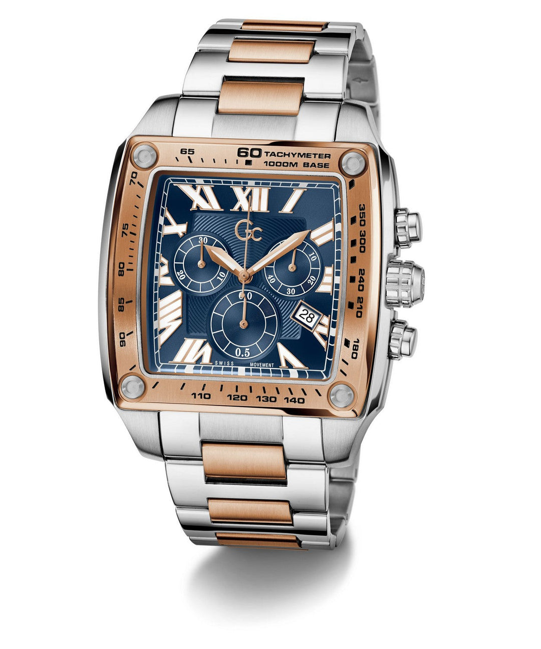 GC Sportchic Mens Silver & Rose Gold Tone Watch Z56004G7