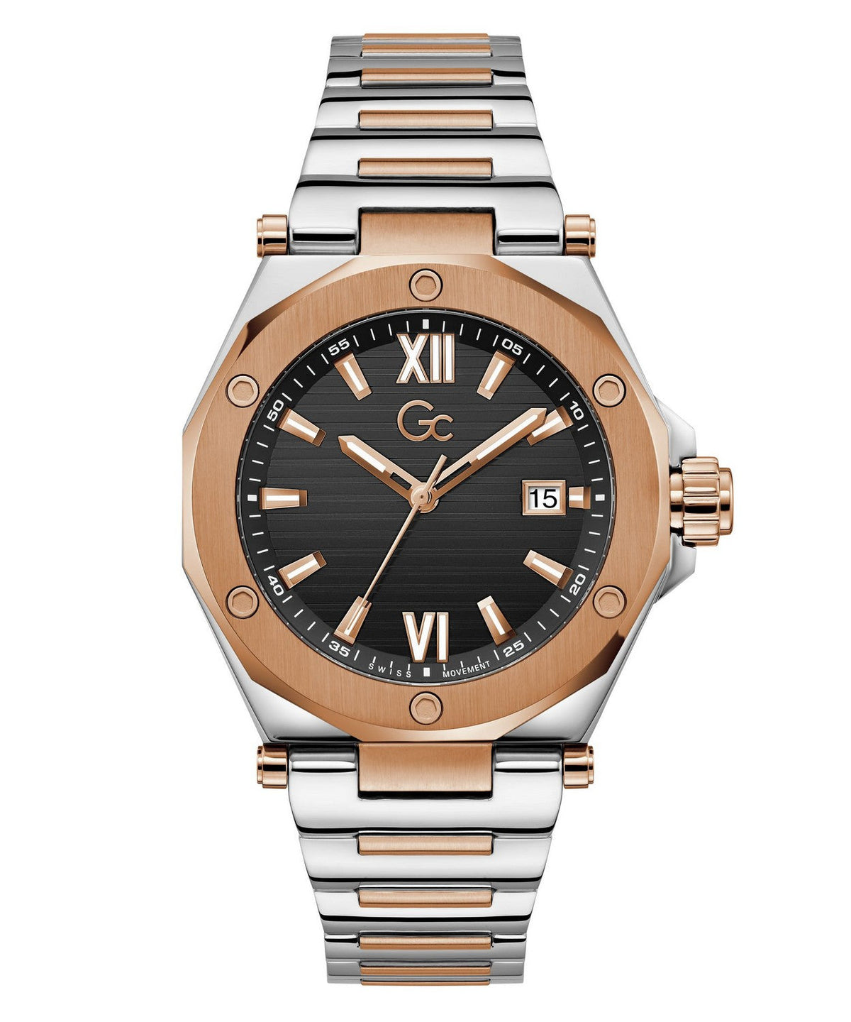 GC Dress Mens Silver &amp; Rose Gold Tone Watch Z67002G2