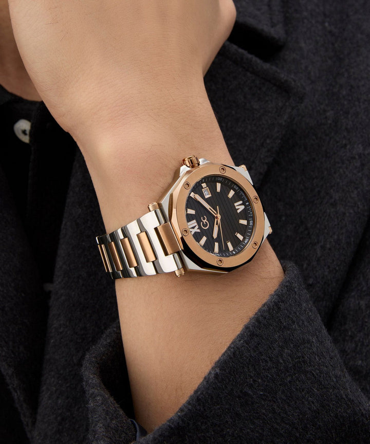 GC Dress Mens Silver & Rose Gold Tone Watch Z67002G2