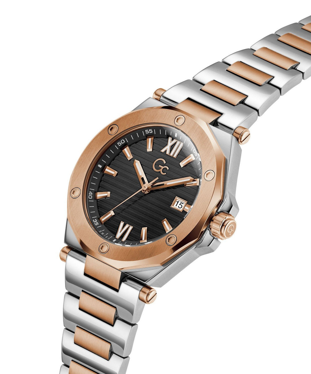 GC Dress Mens Silver & Rose Gold Tone Watch Z67002G2